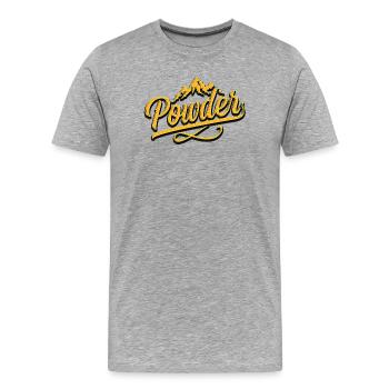 Powder - Apres Ski - Snowboard - Pulver - Männer Premium Bio T-Shirt - Grau meliert - Vorne - Damien (186cm)