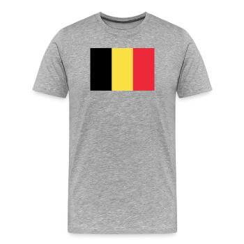Aufkleber Flagge von Belgien Belgien Fahne Drapeau - Männer Premium Bio T-Shirt - Grau meliert - Vorne - Damien (186cm)
