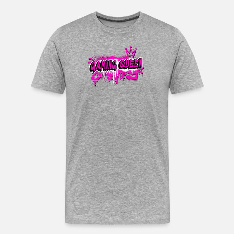 Gaming Queen Graffiti Design - Männer Premium Bio T-Shirt - Grau meliert