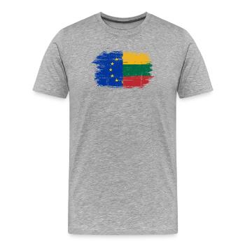 EU Lithuania Flag Blend - Men's Premium Organic T-Shirt - heather grey - Front - Damien (186cm)
