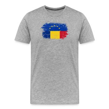 Des étoiles de l’UE sur le drapeau roumain - T-shirt bio Premium Homme - gris chiné - Devant - Damien (186cm)