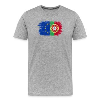 Drapeau de l’unité de l’UE et du Portugal - T-shirt bio Premium Homme - gris chiné - Devant - Damien (186cm)
