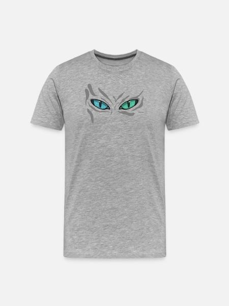 Night Cat Eyes Teal View - Men's Premium Organic T-Shirt - heather grey