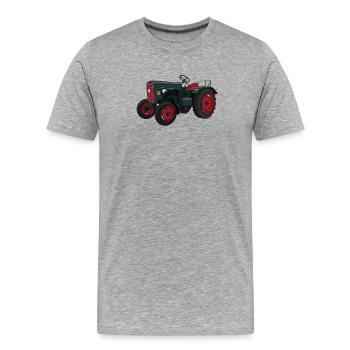 Grüner Retro Schlepper Illustration - Männer Premium Bio T-Shirt - Grau meliert - Vorne - Damien (186cm)