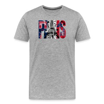 Collage Paris Eiffel Tour - T-shirt bio Premium Homme - gris chiné - Devant - Damien (186cm)