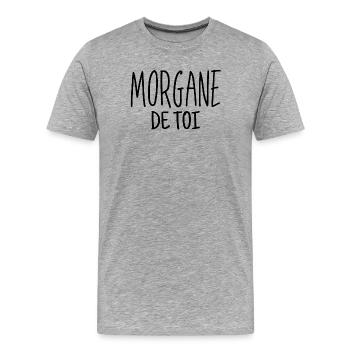 Morgane de toi, amoureux, fou amoureux - T-shirt bio Premium Homme - gris chiné - Devant - Damien (186cm)