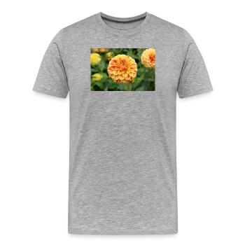 Affiche fleur de fleur de dahlia jaune - T-shirt bio Premium Homme - gris chiné - Devant - Damien (186cm)