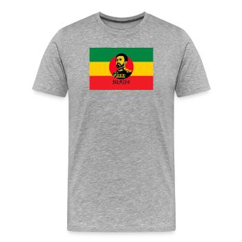 REGGAE FLAG - HAILE SELASSIE - JAH RASTAFARI - Men's Premium Organic T-Shirt - heather grey - Front - Damien (186cm)