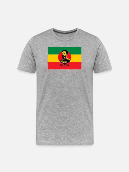 REGGAE FLAG - HAILE SELASSIE - JAH RASTAFARI - Men's Premium Organic T-Shirt - heather grey