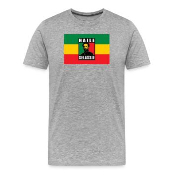 REGGAE RASTA FLAG - SELASSIE I - JAH RASTAFARI - T-shirt bio Premium Homme - gris chiné - Devant - Damien (186cm)