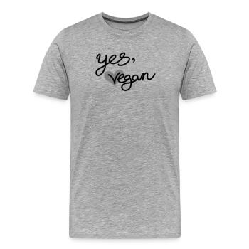 Yes, vegan - Männer Premium Bio T-Shirt - Grau meliert - Vorne - Damien (186cm)