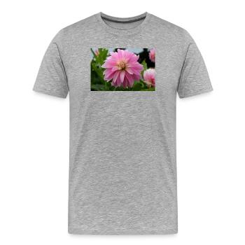 Dahlia rose rose fleur, fleur - T-shirt bio Premium Homme - gris chiné - Devant - Damien (186cm)