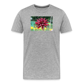 Blume rot rote Blume - Männer Premium Bio T-Shirt - Grau meliert - Vorne - Damien (186cm)