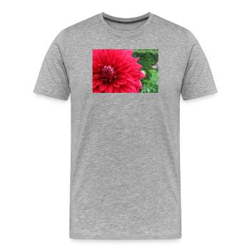 Dahlia Fleur Rouge, Fleur - T-shirt bio Premium Homme - gris chiné - Devant - Damien (186cm)