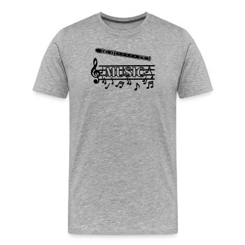 Logo de la musique de la flûte à bec - T-shirt bio Premium Homme - gris chiné - Devant - Damien (186cm)