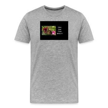Gottes Streetwear ist wunderschön!! - Männer Premium Bio T-Shirt - Grau meliert - Vorne - Damien (186cm)