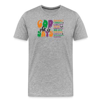 Halloween Mot fantomatique Art Design - T-shirt bio Premium Homme - gris chiné - Devant - Damien (186cm)