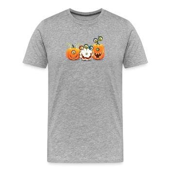 Kürbisse Halloween Humor - Männer Premium Bio T-Shirt - Grau meliert - Vorne - Damien (186cm)