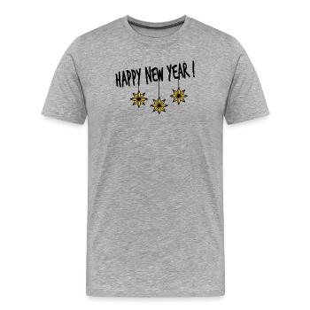 ETOILE. SAINT SYLVESTRE. BONNE ANNÉE. NOËL - T-shirt bio Premium Homme - gris chiné - Devant - Damien (186cm)