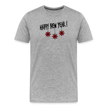 ETOILE. SAINT SYLVESTRE. BONNE ANNÉE. NOËL - T-shirt bio Premium Homme - gris chiné - Devant - Damien (186cm)