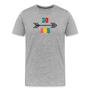 30. 30 YEARS. 30th ANNIVERSARY. 30 YEARS ANNIVERSARY. - Men's Premium Organic T-Shirt - heather grey - Front - Damien (186cm)