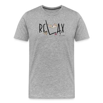 Phil and Paw - Relax - Männer Premium Bio T-Shirt - Grau meliert - Vorne - Damien (186cm)