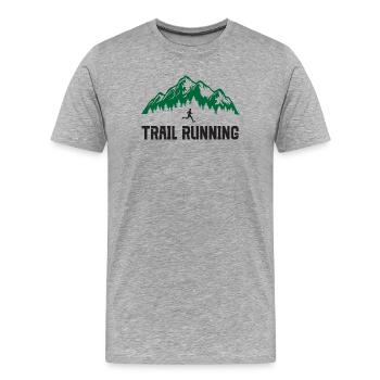 Course sur sentier - T-shirt bio Premium Homme - gris chiné - Devant - Damien (186cm)