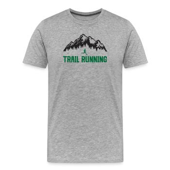 Trailrunning - Männer Premium Bio T-Shirt - Grau meliert - Vorne - Damien (186cm)