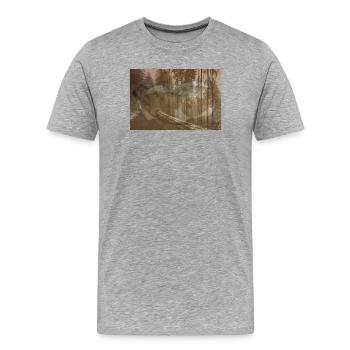 Chien fusionné dans le sentier d’hiver - T-shirt bio Premium Homme - gris chiné - Devant - Damien (186cm)