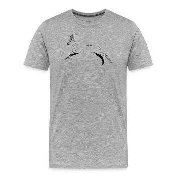 Cerf / Chevreuil - graphique en noir et blanc - T-shirt bio Premium Homme - gris chiné - Devant - Damien (186cm)