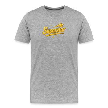 Inscription de Superstar d’Or, Amour, Amitié - T-shirt bio Premium Homme - gris chiné - Devant - Damien (186cm)