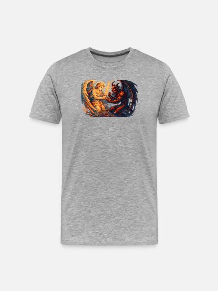 Celestial Archangel vs Infernal Beast - Men's Premium Organic T-Shirt - heather grey