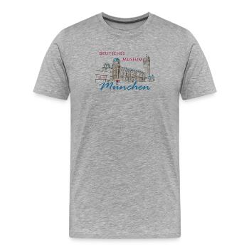 Munich Deutsches Museum Hand Drawing - Men's Premium Organic T-Shirt - heather grey - Front - Damien (186cm)