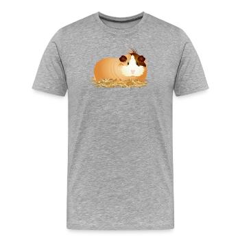 süßes Meerschweinchen liegt gemütlich im Stroh - Männer Premium Bio T-Shirt - Grau meliert - Vorne - Damien (186cm)