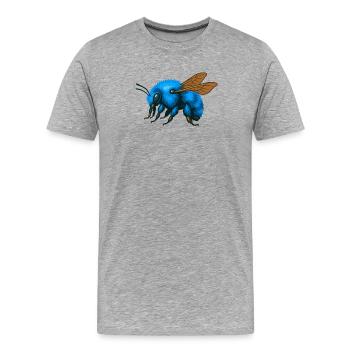 Bourdon bleu à gauche - T-shirt bio Premium Homme - gris chiné - Devant - Damien (186cm)