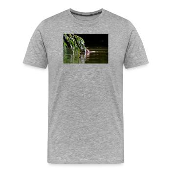000_1106_DxO - Un castor sauvage mange des feuilles de saule - T-shirt bio Premium Homme - gris chiné - Devant - Damien (186cm)