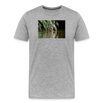 000_0762_DxO - Le castor se nourrissant de branches de saule - T-shirt bio Premium Homme - gris chiné - Devant - Damien (186cm)