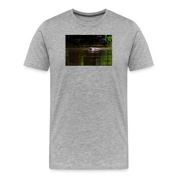 Beaver Swimming Toward Camera in Shallow Water - Men's Premium Organic T-Shirt - heather grey - Front - Damien (186cm)