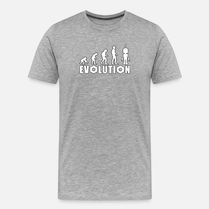 Evolution mit Roboterfigur Design - Männer Premium Bio T-Shirt - Grau meliert