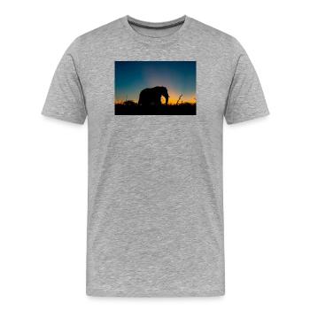 Silhouettenfoto eines Elefanten während der Goldenen Stunde - Männer Premium Bio T-Shirt - Grau meliert - Vorne - Damien (186cm)