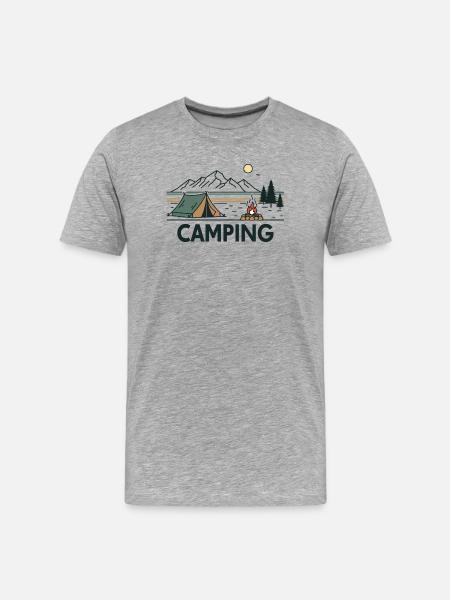 Abendliches Camping unter Sternenhimmel - Männer Premium Bio T-Shirt - Grau meliert