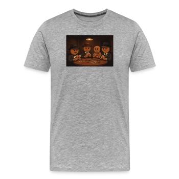 Heimliches Pokern im Jazzclub der Lebkuchen - Männer Premium Bio T-Shirt - Grau meliert - Vorne - Damien (186cm)