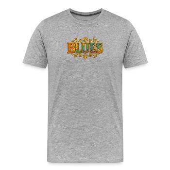 Blues mit Goldumrandung und Farbverlauf - Männer Premium Bio T-Shirt - Grau meliert - Vorne - Damien (186cm)