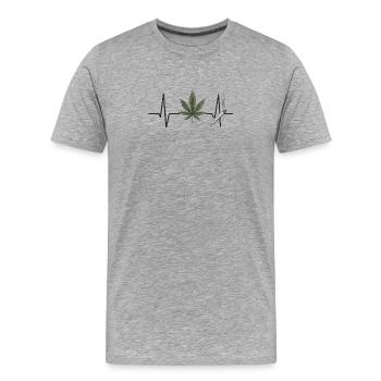Marijuana und Herzschlag Design - Männer Premium Bio T-Shirt - Grau meliert - Vorne - Damien (186cm)