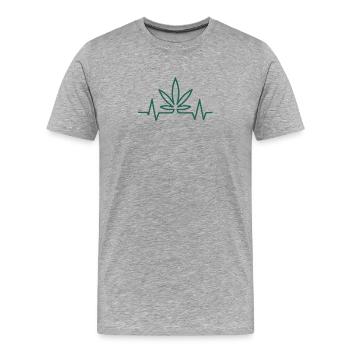 Herzschlag Hanfblatt - Männer Premium Bio T-Shirt - Grau meliert - Vorne - Damien (186cm)