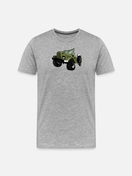 Olive Green Offroad Car Print - Men's Premium Organic T-Shirt - heather grey