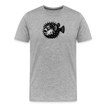 Poisson épineux Frightface - T-shirt bio Premium Homme - gris chiné - Devant - Damien (186cm)