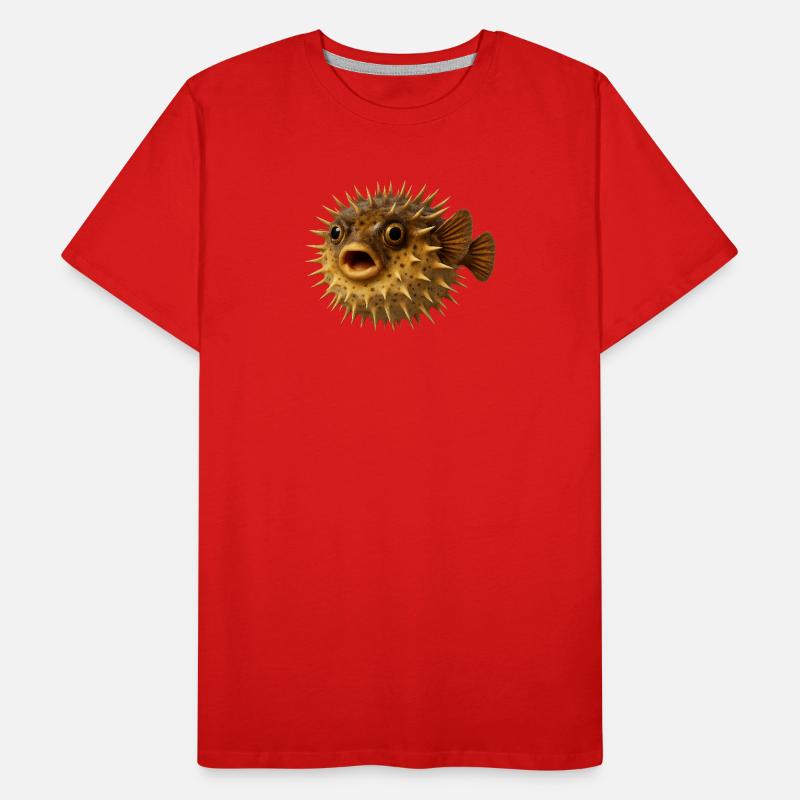 Spiny Fish Underwater Pattern Men's Premium Organic T-Shirt