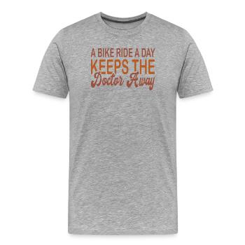 Bike ride a day keeps doc away - Männer Premium Bio T-Shirt - Grau meliert - Vorne - Damien (186cm)