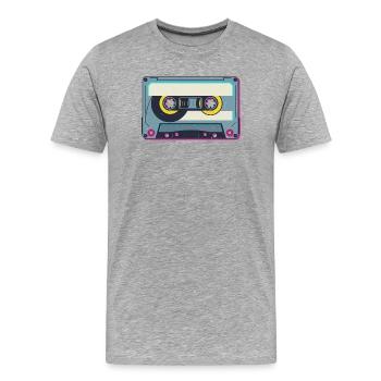 Retro Kassette - Männer Premium Bio T-Shirt - Grau meliert - Vorne - Damien (186cm)